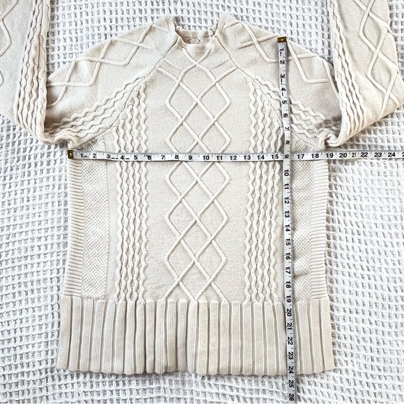 Cyrus Cream Cable Knit High Neck Pullover Nordic Sweater SZ M - Picture 7 of 13
